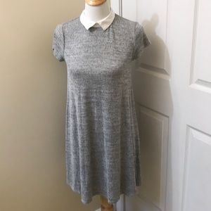 Forever 21 Keyhole Collar Dress Gray & White | S